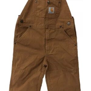 Carhartt Duck Bib Overalls Boys - Size 4- Brown Canvas Double Knee